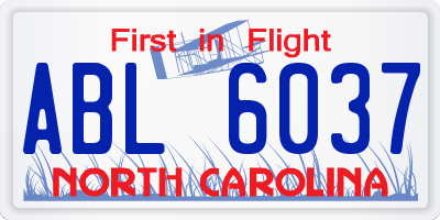 NC license plate ABL6037