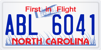NC license plate ABL6041