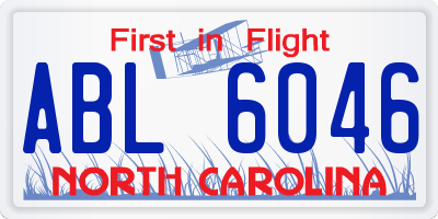 NC license plate ABL6046