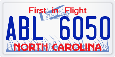 NC license plate ABL6050