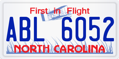 NC license plate ABL6052
