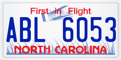NC license plate ABL6053