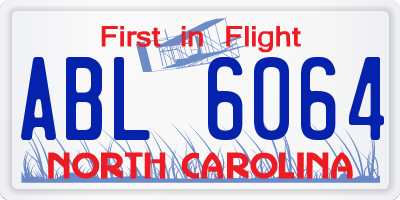 NC license plate ABL6064