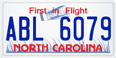 NC license plate ABL6079