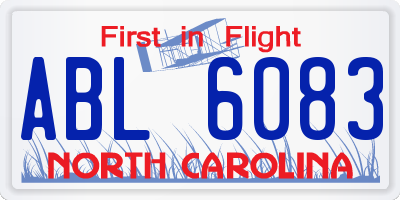 NC license plate ABL6083