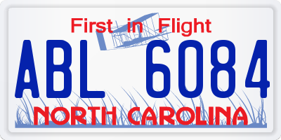 NC license plate ABL6084