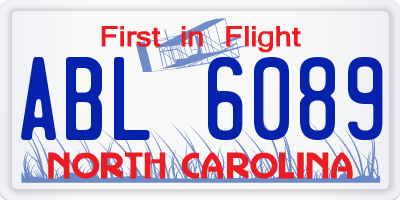 NC license plate ABL6089