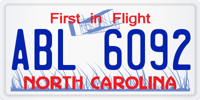 NC license plate ABL6092