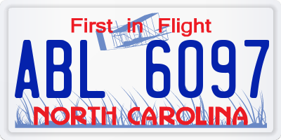 NC license plate ABL6097
