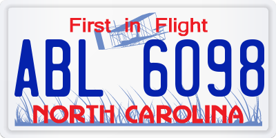 NC license plate ABL6098