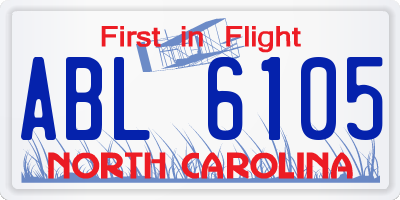 NC license plate ABL6105