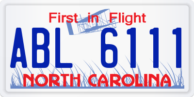 NC license plate ABL6111