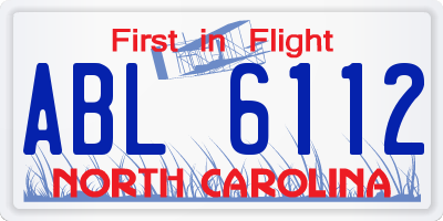NC license plate ABL6112