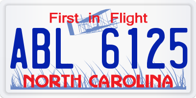 NC license plate ABL6125