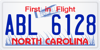 NC license plate ABL6128