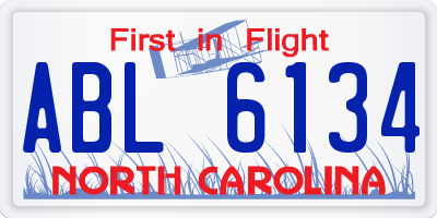 NC license plate ABL6134