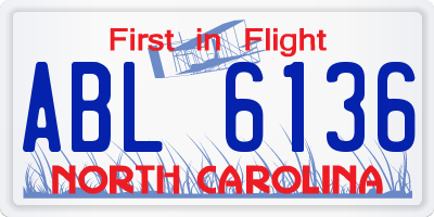 NC license plate ABL6136