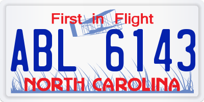 NC license plate ABL6143