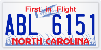 NC license plate ABL6151