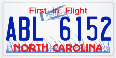 NC license plate ABL6152