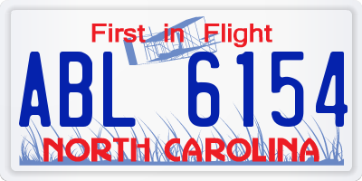 NC license plate ABL6154