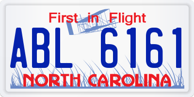 NC license plate ABL6161