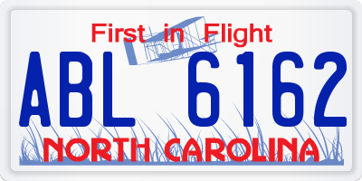 NC license plate ABL6162