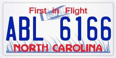 NC license plate ABL6166