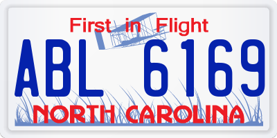 NC license plate ABL6169