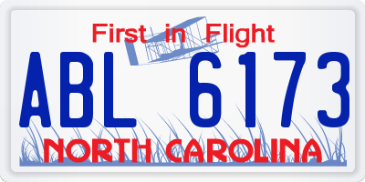 NC license plate ABL6173