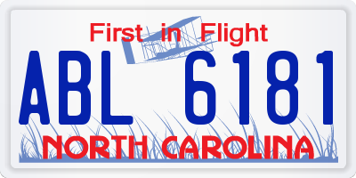 NC license plate ABL6181