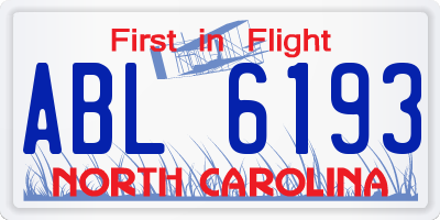 NC license plate ABL6193