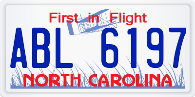 NC license plate ABL6197