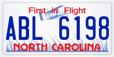 NC license plate ABL6198