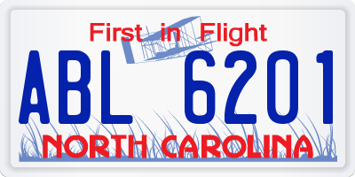 NC license plate ABL6201