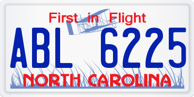 NC license plate ABL6225
