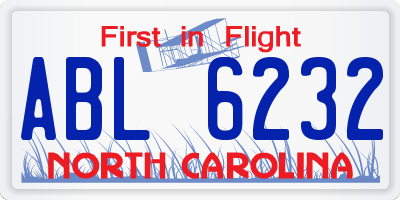 NC license plate ABL6232