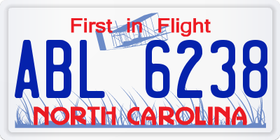 NC license plate ABL6238