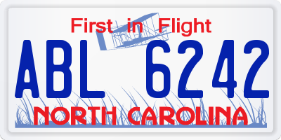 NC license plate ABL6242