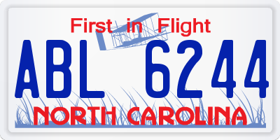 NC license plate ABL6244