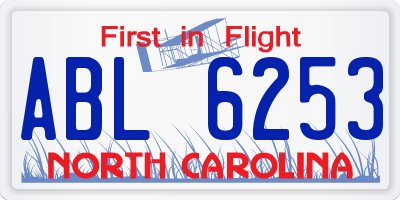NC license plate ABL6253