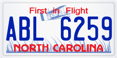 NC license plate ABL6259