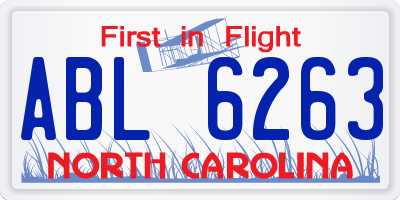 NC license plate ABL6263