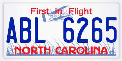 NC license plate ABL6265