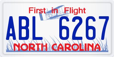 NC license plate ABL6267