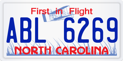NC license plate ABL6269