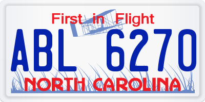 NC license plate ABL6270