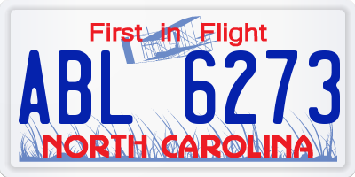 NC license plate ABL6273