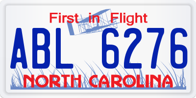 NC license plate ABL6276