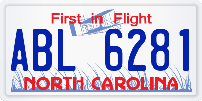 NC license plate ABL6281